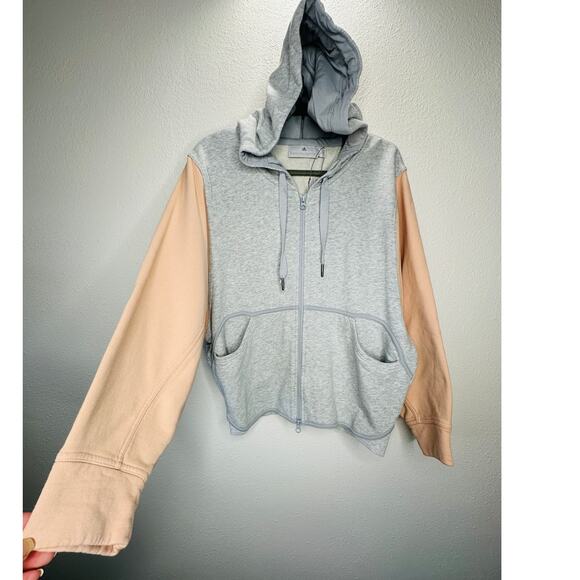 NWOT Stella McCartney x Adidas Heather Gray Peach Hoodie Zip Sweater L - Picture 6 of 16